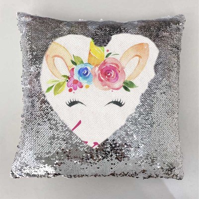 Cadeau d'anniversaire de licorne d'oreiller de ruban de nom de sequin personnalisé pour des filles