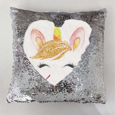 Cadeau d'anniversaire de licorne d'oreiller de ruban de nom de sequin personnalisé pour des filles