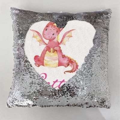 Cadeau d'anniversaire de fille d'oreiller de ruban de nom de sequin personnalisé