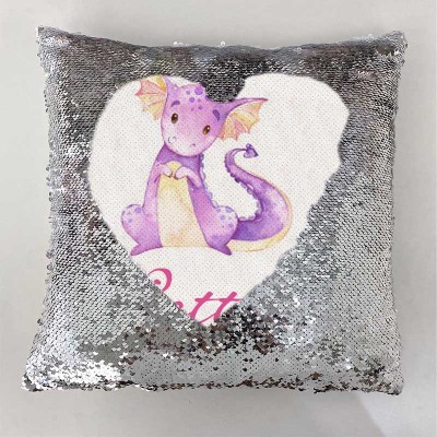 Cadeau d'anniversaire de fille d'oreiller de ruban de nom de sequin personnalisé