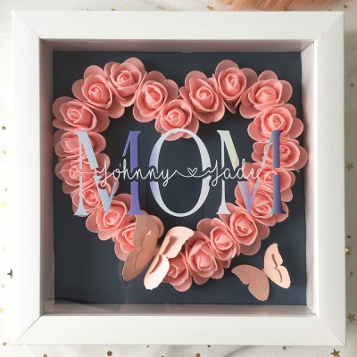 Personalized Mom Flower Shadow Box With Name For Mother's Day