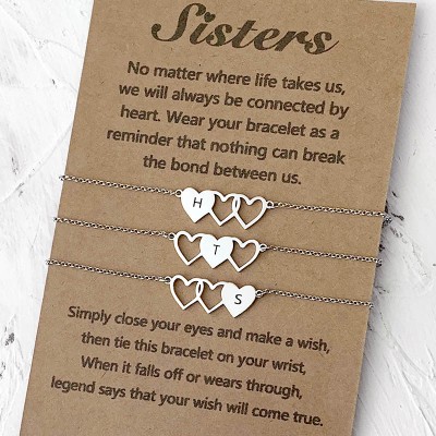 Bracelets d'amitié personnalisés avec trois meilleures amies pour 3