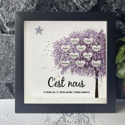 Ceci est notre vie personnalisé arbre généalogique nom cadre noir décor à la maison pour la fête des mères Noël