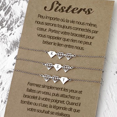 Bracelets d'amitié personnalisés Best Friend Sister pour 3