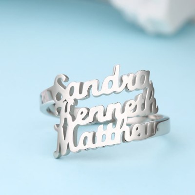 Bague nominative personnalisée en argent S925 pour elle