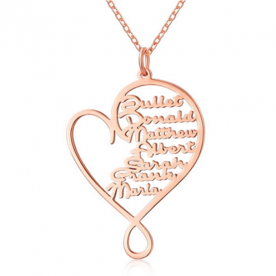 Personnalisé Personnalisé Étreinte L'amour Cœur Nom Collier 1-8 Noms