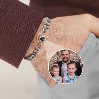 Bracelet de projection photo personnalisé pour cadeau de fête des pères