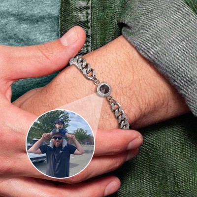 Cadeau personnalisé de bracelet de projection de photo pour la première fête des pères