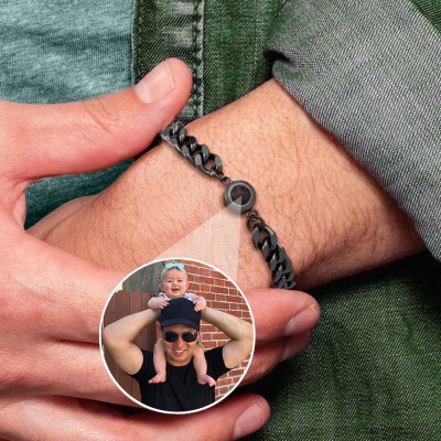 Bracelet de projection de photo personnalisé pour les premières idées de cadeaux pour la fête des pères
