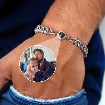 Bracelet de projection de photo personnalisé pour les premières idées de cadeaux pour la fête des pères