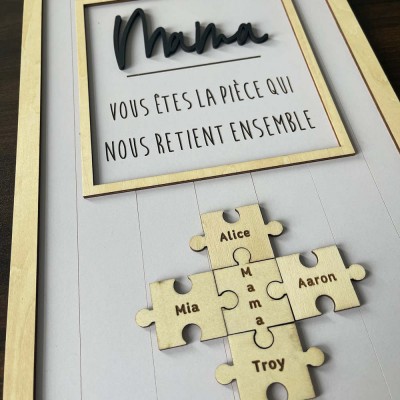 Maman personnalisée tu es la pièce qui nous tient ensemble 1-20 puzzles pièce nom signe décoration murale pour la fête des mères