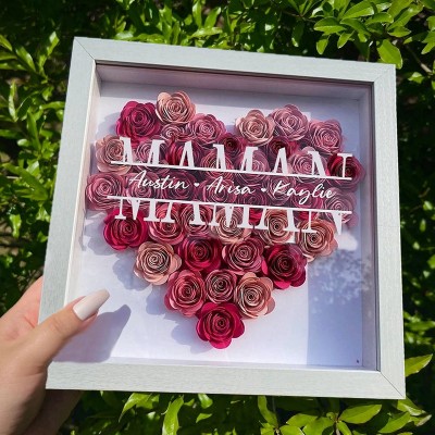 Boîte à ombres à fleur de maman personnalisée avec nom pour la fête des mères