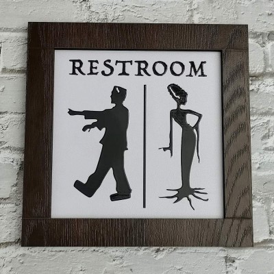 Panneau en bois pour salle de toilettes Halloween