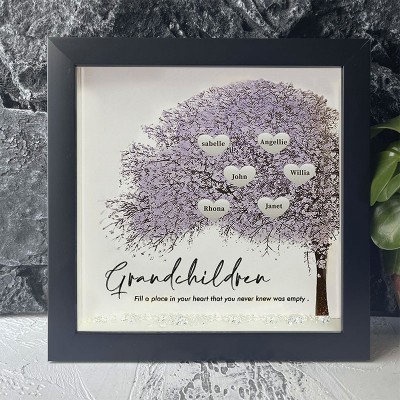 Personalized Family Tree Grandchildren Fill A Place Name Black Frame Home Decor For Grandma