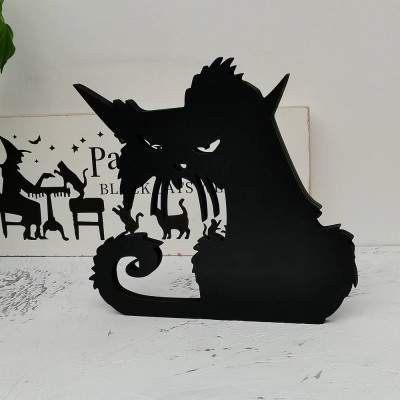 Signe de chat en colère Halloween Décoration de plateau de niveau pour la maison