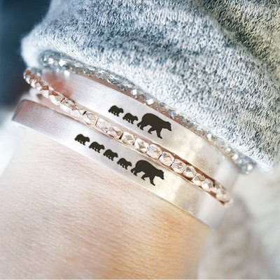 Rosefeels Bracelet Personnalisé Maman Ours pour Maman Grand-Mère