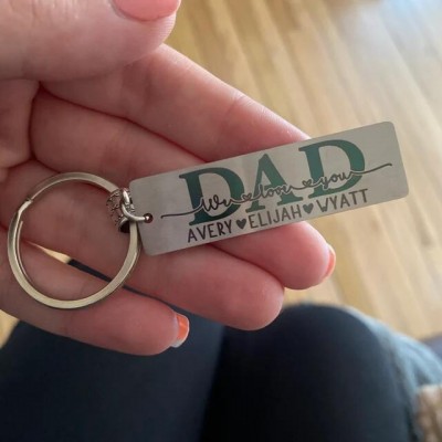 Father's Day Personalized Dad Keychain With Kids Name