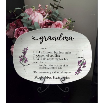 Plateau de grand-mère personnalisé avec le nom de petits-enfants pour la fête des mères