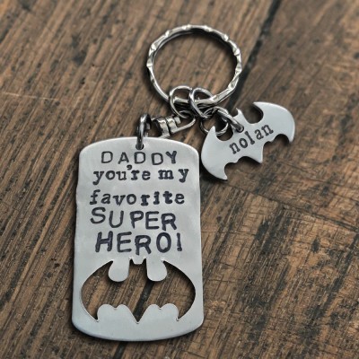 You Are My Hero Daddy Keychain With Kids Name Personalized Gifts For Father's Day