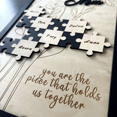 Personalized Mom You Are The Piece That Holds Us Together 1-20 Puzzles Pieces Name Sign Wall Decor For Mother's Day