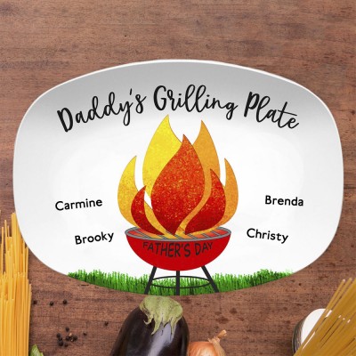 Assiette de barbecue personnalisée avec nom d'enfant assiette à griller à papa pour la fête des pères