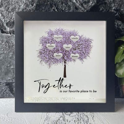 Together is Our Favorite Place to be Personalized Family Tree Name Black Frame Home Decor