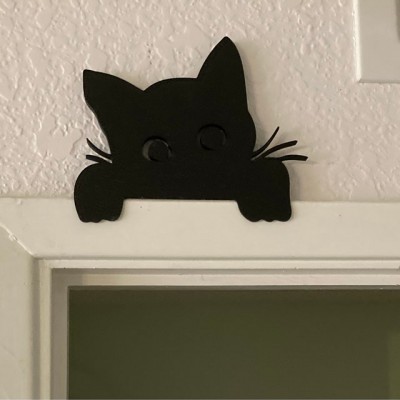 Pancarte D'angle de porte fantôme de chat noir d'Halloween