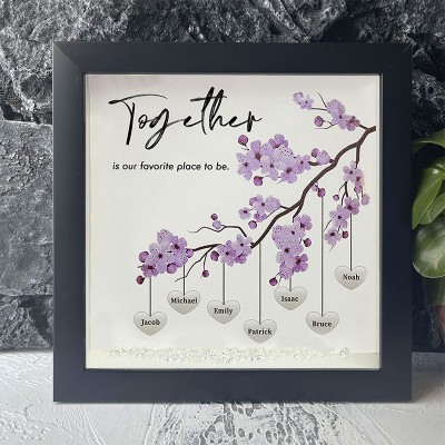 Together is Our Favorite Place to be Personalized Family Tree Name Black Frame Home Decor