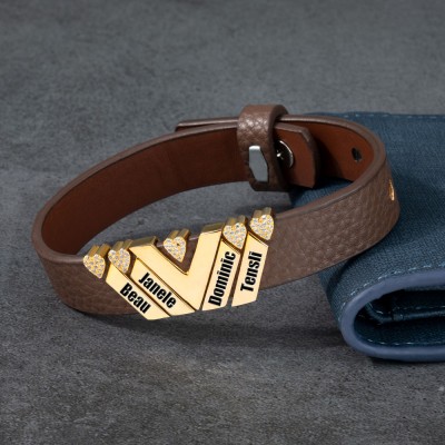 Bracelet homme personnalisé avec nom d'enfant pour cadeau de Noël papa