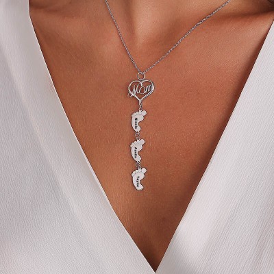 Collier maman avec pieds de bébé 1-10 pendentifs