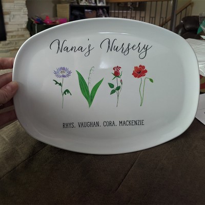 Plateau personnalisé mois de naissance fleur famille Nana's Garden pour la fête des mères