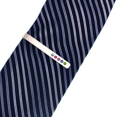 Pinces à cravate personnalisées avec nom d'homme gravé avec pierre de naissance pour lui cadeau de fête des pères