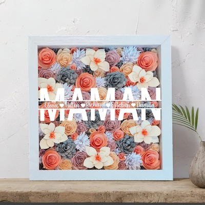 Boîte à ombres à fleur de maman personnalisée avec nom pour la fête des mères