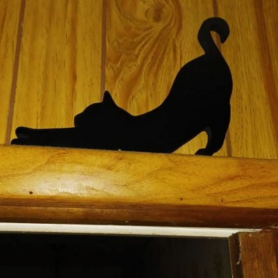 Pancarte D'angle de porte fantôme de chat noir d'Halloween