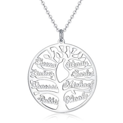 Collier en argent personnalisé arbre généalogique 1-9 nom gravé