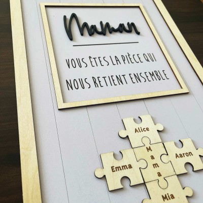 Maman personnalisée tu es la pièce qui nous tient ensemble 1-20 puzzles pièce nom signe décoration murale pour la fête des mères