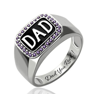 S925 Bague pour homme en argent sterling avec pierre de naissance pour homme