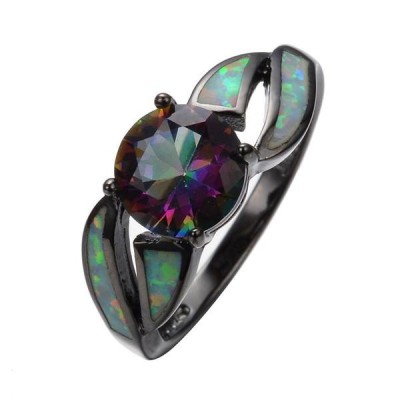 Anneaux d'opale de feu uniques en argent sterling S925 (meilleur cadeau pour papa)