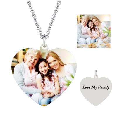 Collier photo couleur personnalisé en forme de coeur