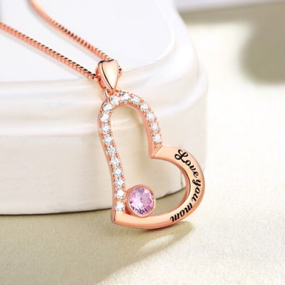 Love You Mom Birthstone Necklace