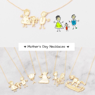 Colliers de dessin pour enfants - Bijoux spéciaux pour les mamans