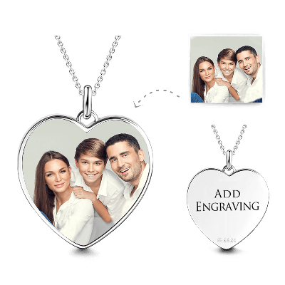 Collier photo gravable personnalisé coeur
