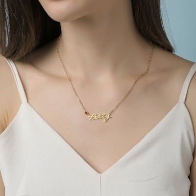 Collier personnalisé de nom de pierre de naissance