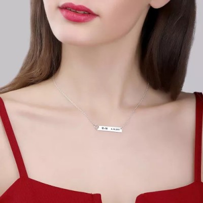 Collier de barre de coeur avec gravure