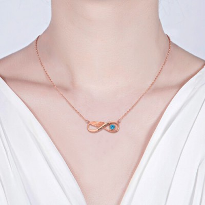 Collier aile d'ange infini avec pierre de naissance