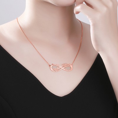 Collier symbole Infinity 6 noms personnalisé