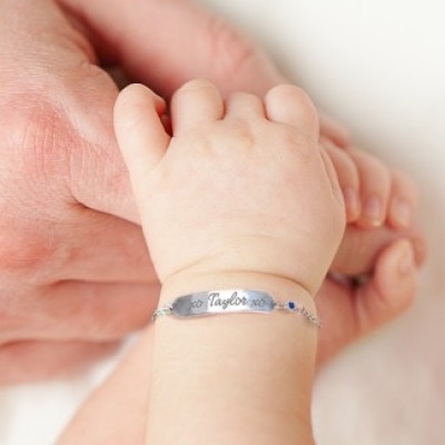 Engravable Baby Bracelet with Birthstone