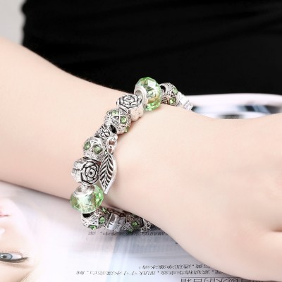 Bracelet feuille verte