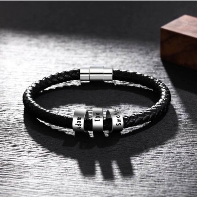 Bracelet en cuir noir personnalis