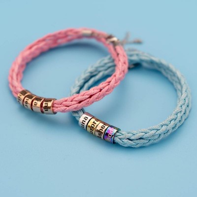 Bracelet personnalisé avec sangle de perles Unsex avec 1-10 noms en 6 couleurs